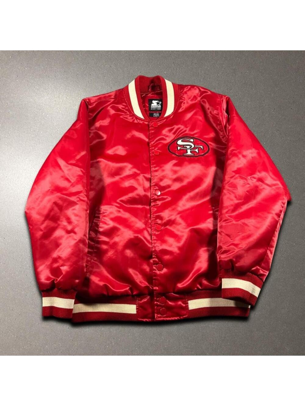 Starter NFL San Francisco 49ers Red Satin Bomber Jacket - Men's XL!